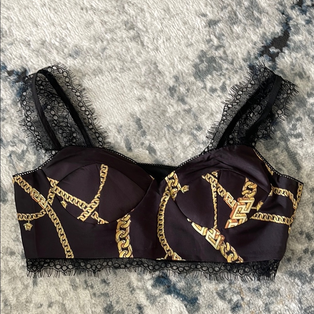 Black and Gold Chain Print Bralette